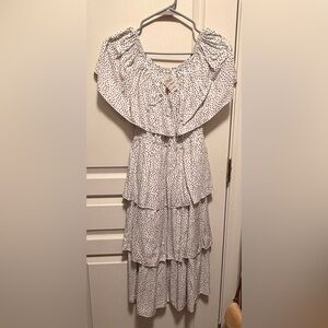 Polka Dot Off-the-Shoulder Tiered Dress